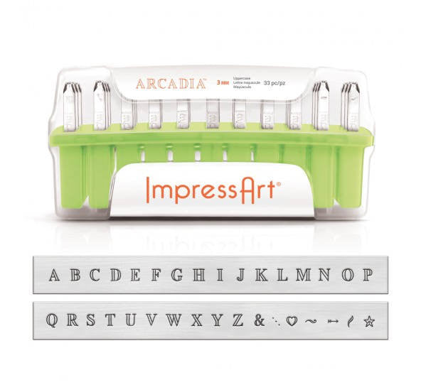 ImpressArt Arcadia Uppercase Letter Metal Stamps Set, 3mm